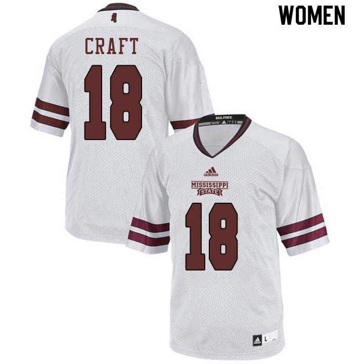 Women #18 Londyn Craft Mississippi State Bulldogs College Football Jerseys Sale-White